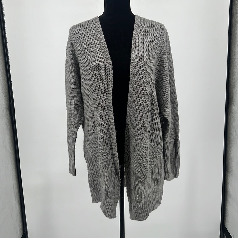 Say What? Gray Cardigan Thigh Length Sweater Women's sz. M